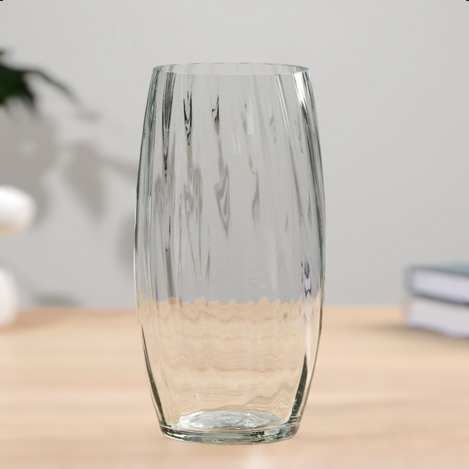 Ваза "Бочка" риф. 26 см из прозрачного стекла